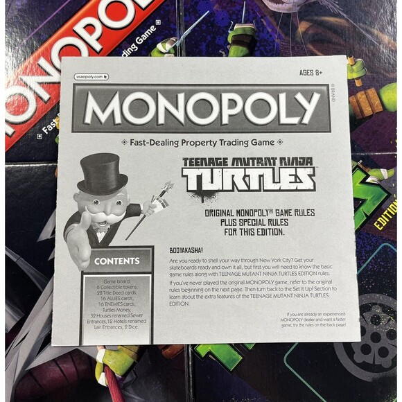 Monopoly TMNT Nickelodeon 2014 Teenage Mutant Ninja Turtles Board Game - Picture 8 of 12